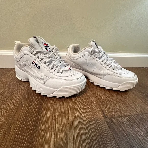 Fila Disruptor White Leather Chunky Sneakers Size 10 Athletic Walking - Picture 2 of 9